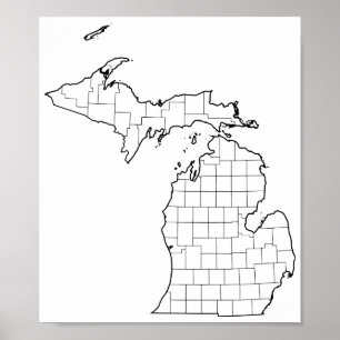 Tomma Michigan län skisserar kartan Poster