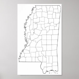 Tomma Mississippi län skisserar kartan Poster