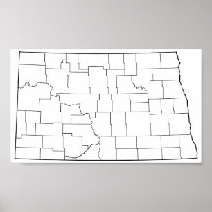 Tomma North Dakota län skisserar kartan Poster