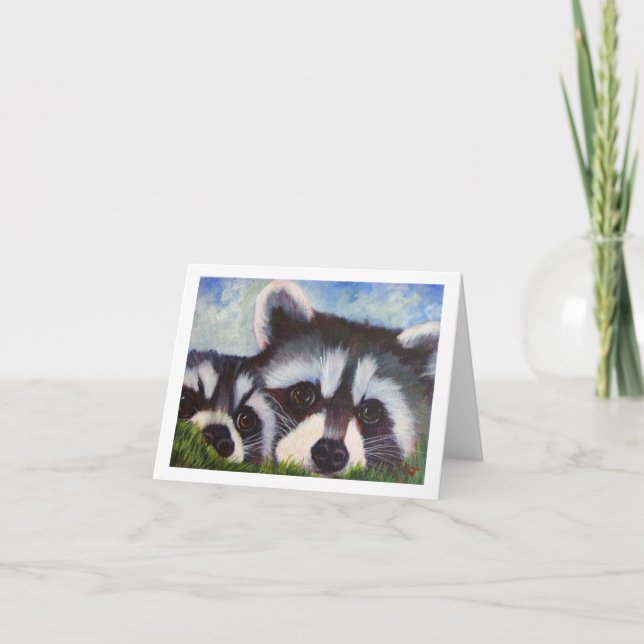 tomma notecards för raccoonkonst kort (Framsida)