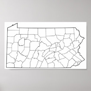 Tomma Pennsylvania län skisserar kartan Poster