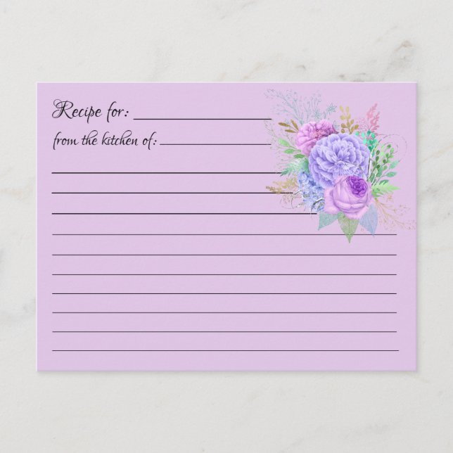 Tomma receptkartor: Blomsterbukett vykort (Framsida)