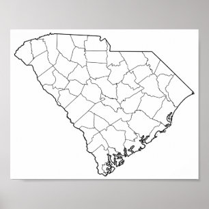 Tomma South Carolina län skisserar kartan Poster