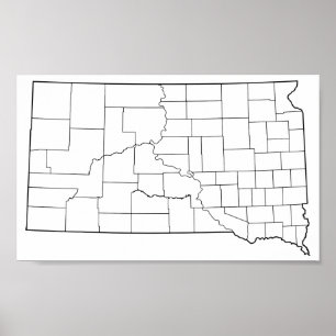 Tomma South Dakota län skisserar kartan Poster