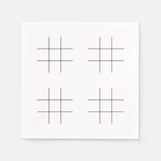Tomma Tic Tac Toe-rutnät Festsals Kul Spel  Pappersservett (Framsidan)