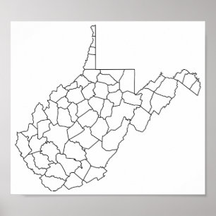 Tomma West Virginia län skisserar kartan Poster