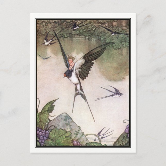 Tommelise vid den William heathen Robinson Vykort (Framsida)