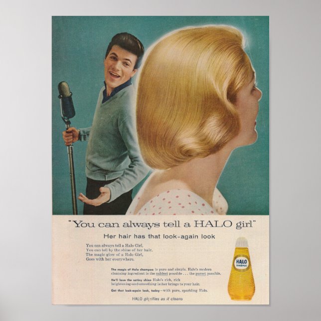 Tommy Sands 1958 Halo Shampoo Ad Poster (Framsidan)