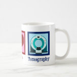 Tomograf Peace Kärlek Tomography Kaffemugg<br><div class="desc">Fredens Kärlek Tomografi. En söt tomografisk gåva till en tekniker eller tekniker för datortomografi som arbetar med bilder med en tomograf.</div>