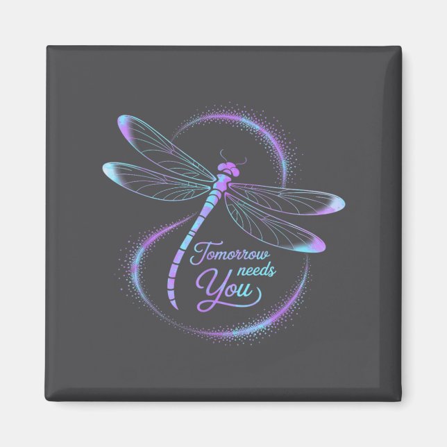 Tomorrow Needs You Suicide Awareness Dragonfly  Magnet (Framsidan)