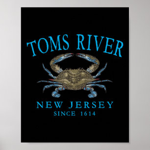 Toms River Nj Blå Klokrabba Sedan 1614 Cyan Lette Poster