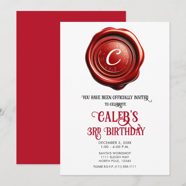 Toms röda vaxsigill jul Nordpolen julhelg Inbjudningar (Fram/baksida)