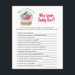 Tomsleigh - Game Vem känner pappa bäst<br><div class="desc">Baby Shower-inbjudan med ett vackert vattenfärgssläde med gåvor i ett glas boll. Vinterbabyskor. Julgran,  väska med gåvor från Jultomten. Tema för julbabyduschen. Matchande objekt är tillgängliga.</div>