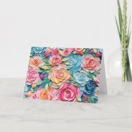 Tomt anteckningskort för Blommigten söt vattenfärg