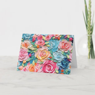 Tomt anteckningskort för Blommigten söt vattenfärg