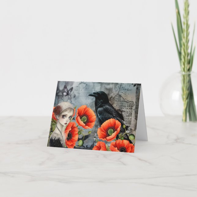 Tomt anteckningskort för mörk Gothic Art Collage B (Framsida)