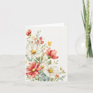 Tomt Blommigt för vattenfärg med enkel Elegant Tack Kort