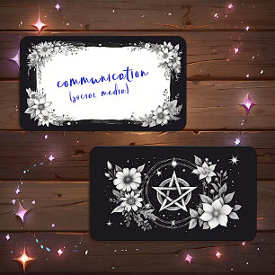 Tomt Blommigt Pentagram Oracle-kort Visitkort