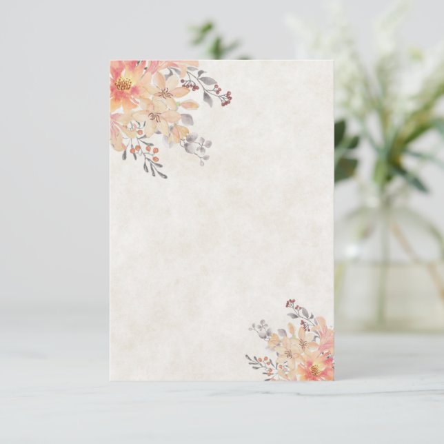 Tomt budget Apricot vattenfärg blommande bröllop  Inbjudningar (Stående Fram)
