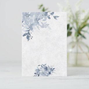 Tomt budget Blå akvarell blommande bröllop Inbjudningar