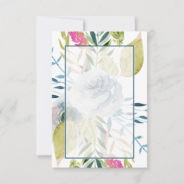 Tomt budget Blå akvarell blommande bröllop  Inbjudningar (Framsida)