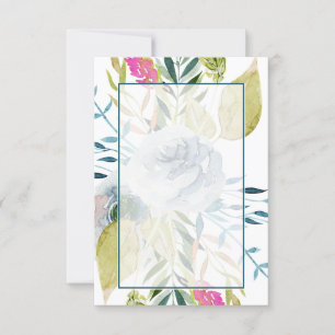 Tomt budget Blå akvarell blommande bröllop Inbjudningar