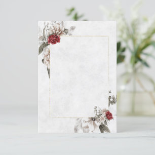 Tomt budget blomster i rött och dimma bröllop inbjudningar