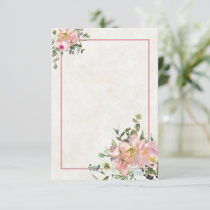Tomt budget Blush och äggskalsfärg blomsterbröllo Inbjudningar