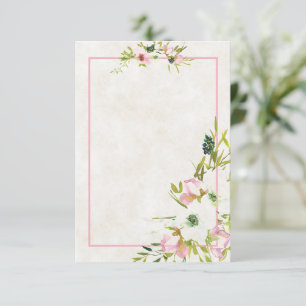 Tomt budget Blush och vit blomklänning Bröllopsinb Inbjudningar