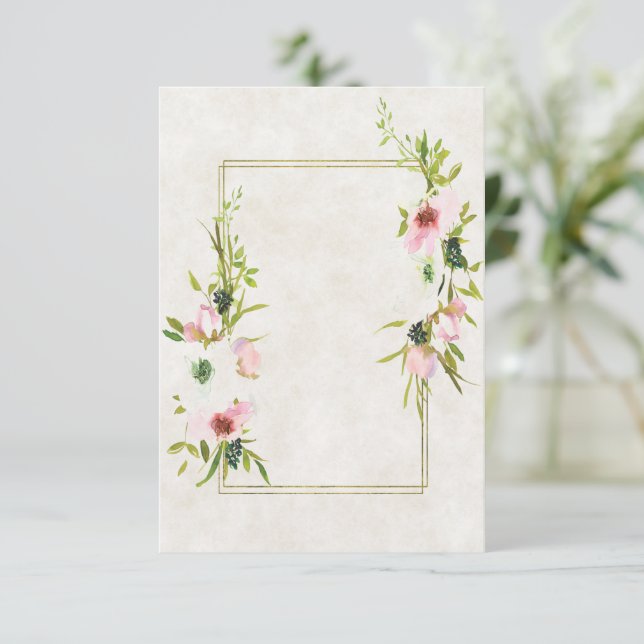 Tomt budget Blush och vit blommande bröllop  Inbjudningar (Stående Fram)