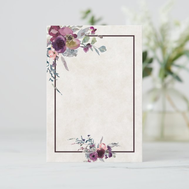 Tomt budget Burgunder och rosa blomsterbröllop  In Inbjudningar (Stående Fram)