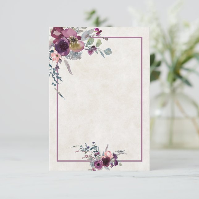 Tomt budget Burgunder och rosa blomsterbröllop  In Inbjudningar (Stående Fram)