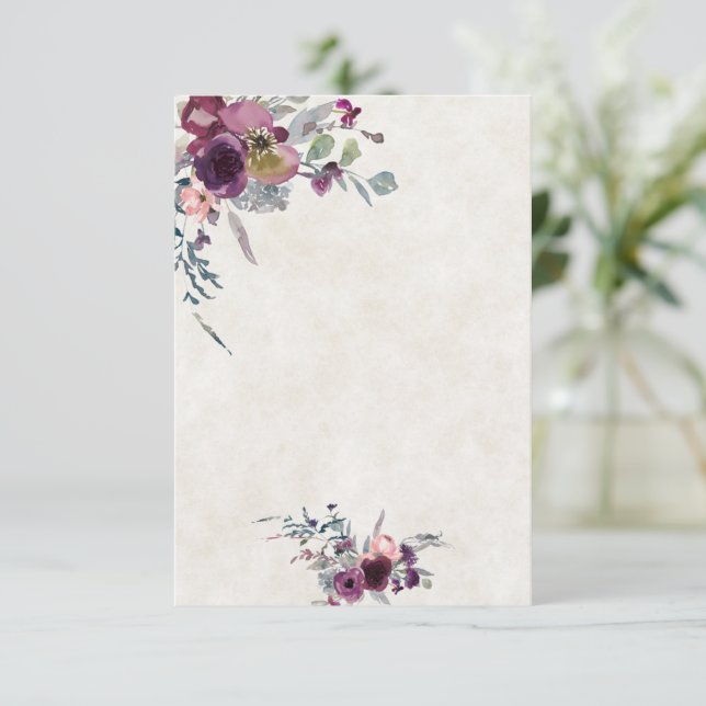 Tomt budget Burgunderröd och rosa blomsterbröllop  Inbjudningar (Stående Fram)