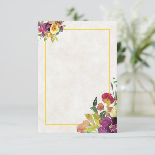 Tomt budget Burgundy och gul blombröllop Inbjudningar