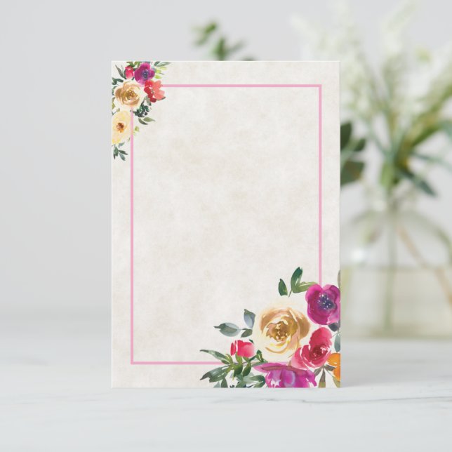 Tomt budget citrongul och magenta blommande bröllo inbjudningar (Stående Fram)