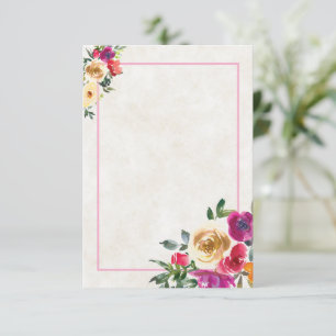 Tomt budget citrongul och magenta blommande bröllo inbjudningar