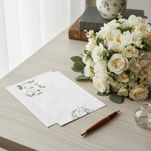Tomt budget Elfenbensvitt akvarell blommande bröll Inbjudningar