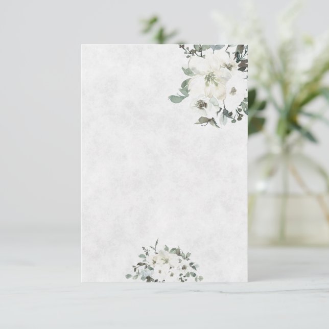 Tomt budget Elfenbensvitt akvarellblommigt bröllop Inbjudningar (Stående Fram)