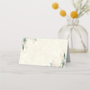 Tomt budget Eucalyptus och guldbröllop Placeringskort