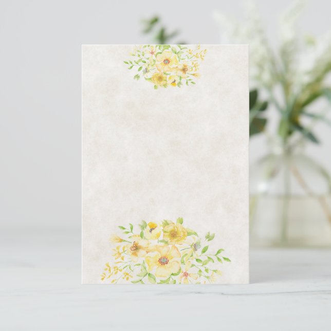 Tomt budget Gult akvarell blommande bröllop  Inbjudningar (Stående Fram)