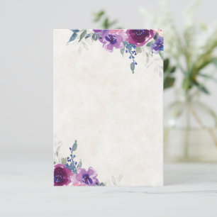 Tomt budget lila och vinröd blomsterbröllop inbjudningar