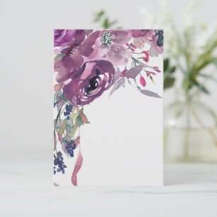 Tomt budget Mauve vattenfärg blommande bröllop Inbjudningar