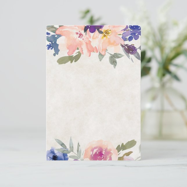 Tomt budget Orange och blå blomblad bröllop  Inbjudningar (Stående Fram)