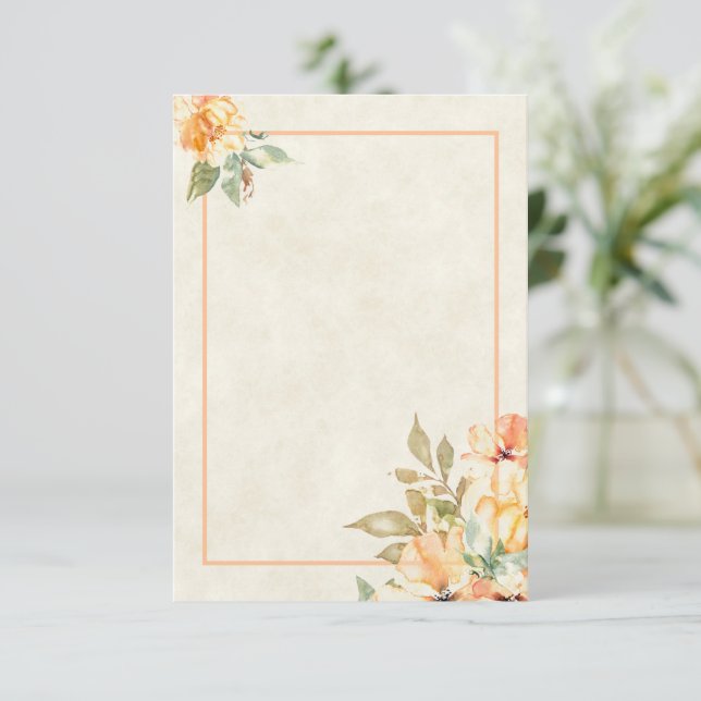 Tomt budget Orange och gul blombröllopsinbjudan Inbjudningar (Stående Fram)