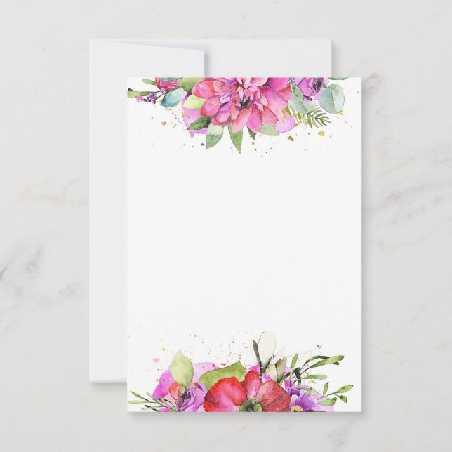 Tomt budget Rosa akvarell blommande bröllop  Inbjudningar (Framsida)