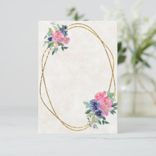 Tomt budget Rosa och blå blombröllop Inbjudningar