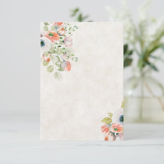 Tomt budget Rosa och blå blomklänning bröllop  Inbjudningar (Stående Fram)