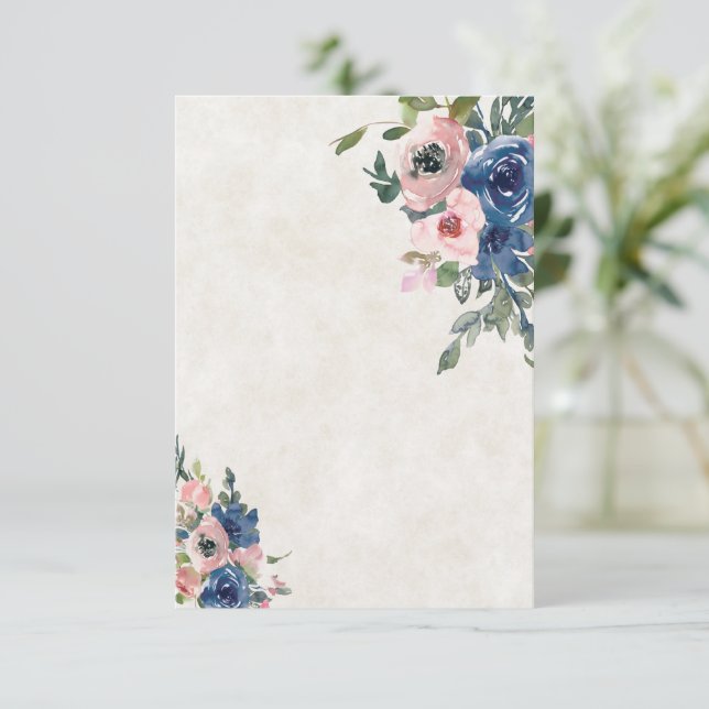 Tomt budget Rosa och blå blommande bröllop  Inbjudningar (Stående Fram)