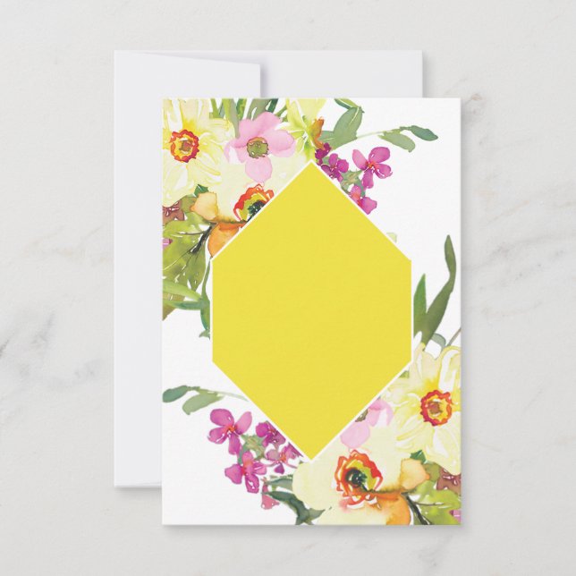Tomt budget Rosa och gula blommiga bröllop  Inbjudningar (Framsida)