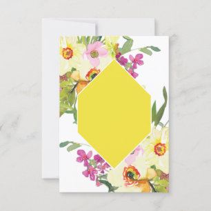 Tomt budget Rosa och gula blommiga bröllop Inbjudningar